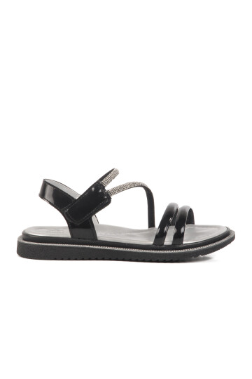 Black Patent Leather Velcro Orthopedic Girls Sandals 25T103 F