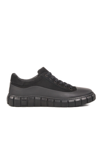 Black Nubuck Genuine Leather Mens Casual Shoes 2K0674-7662 M