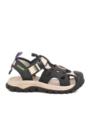 Black Velcro Lightweight Unisex Childrens Sports Sandals 25Y614 F
