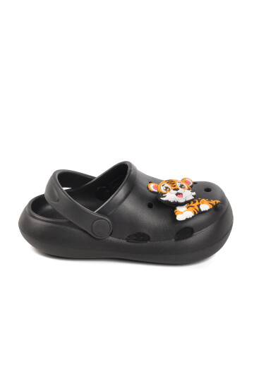 Black Unisex Kids Sabo Slippers Yumurcak B