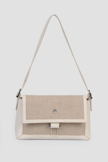 Beige Linen Womens Shoulder Bag IM579