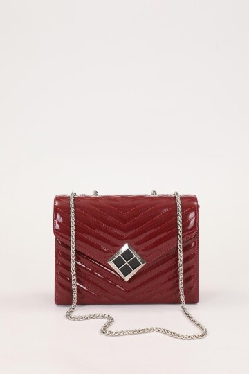 Burgundy Patent Leather Womens Shoulder Bag 930076