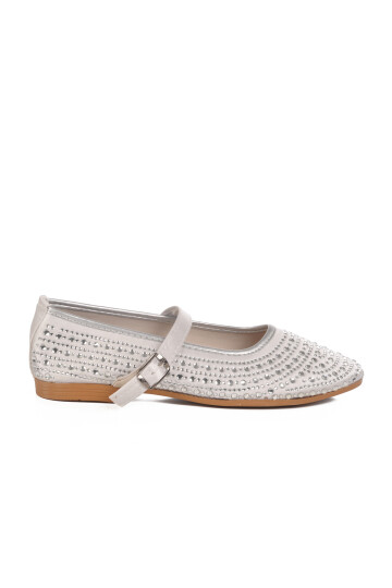 Silver Stone Textile Womens Ballerinas 038 Z