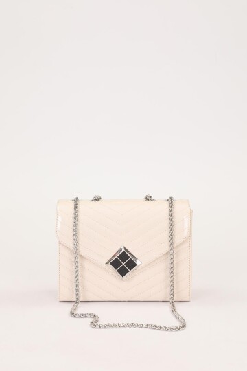 Cream Patent Leather Womens Shoulder Bag 930076