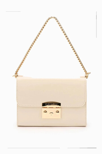 Cream Patent Leather Womens Shoulder Bag 930106
