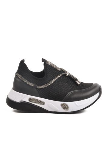 Black and White Anorak Stone Embroidered Womens Casual Shoes 702498 Z