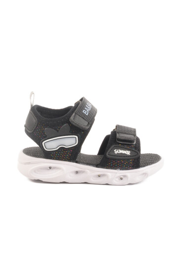 Black Velcro Lighted Baby Girl Sandals 018127 B