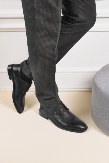 Black Genuine Leather Mens Classic Shoes 1612200 M