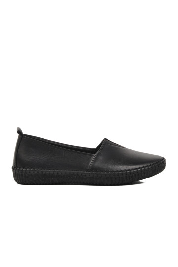 Black Genuine Leather Anatomic Womens Casual Shoes 7233-1 Z