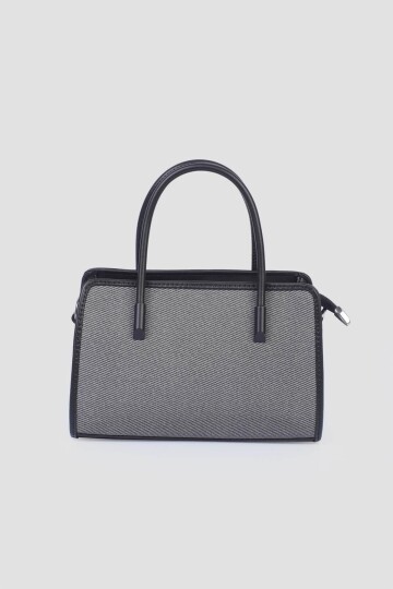 Black Linen Womens Hand and Shoulder Bag IM591