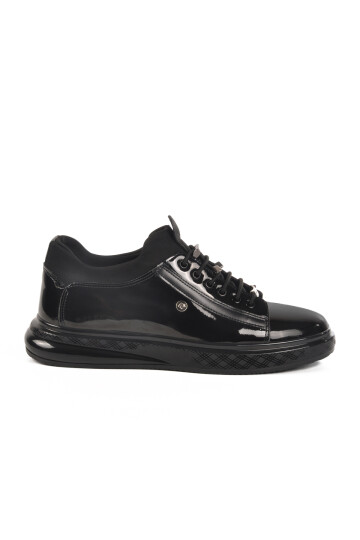 Black Patent Leather Genuine Leather Mens Sneaker 70819 M