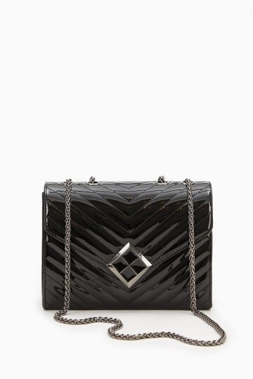 Black Patent Leather Womens Shoulder Bag 930076