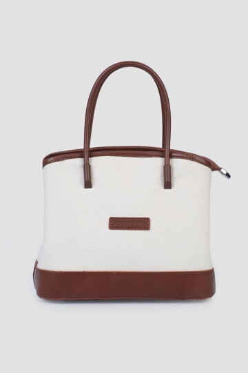 Tan Linen Womens Hand and Shoulder Bag IM582