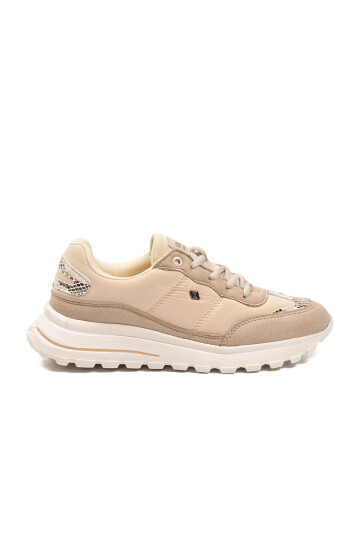 Beige Laced Lightweight Flexible Womens Sneakers Roni G