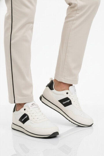 Beyaz Siyah Bağcıklı Cilt Erkek Spor Ayakkabı Offense M