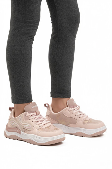 Powder Laced Light Flexible Girls Sneakers 1990 F