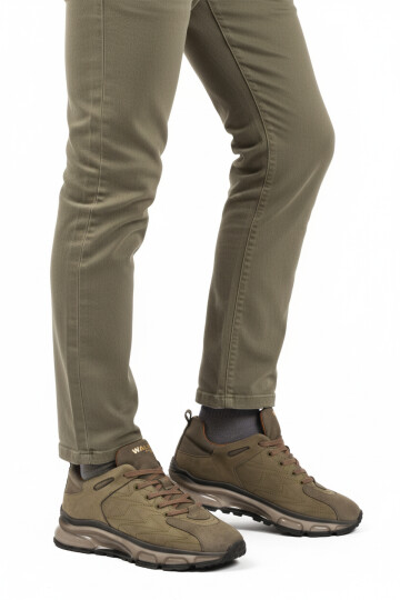 Haki Bağcıklı Hakiki Deri Erkek Casual Ayakkabı 2623 M