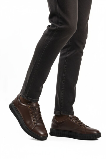 Brown Genuine Leather Mens Casual Shoes 2516 M