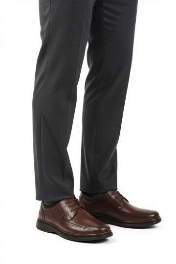 Brown Genuine Leather Mens Casual Shoes DSN 2038 M