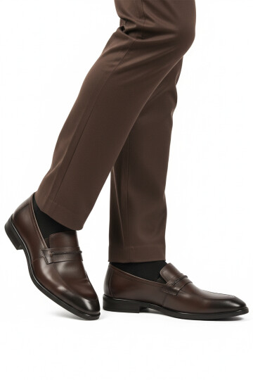 Brown Genuine Leather Non-Slip Sole Mens Classic Shoes 854 M