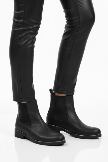 Black Floater Fur Non-Slip Easy-To-Wear Elastic Womens Boots PC-55086 Z