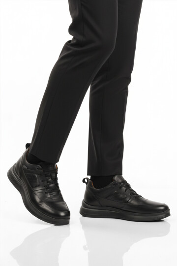 Siyah Hakiki Deri Ortopedik Erkek Casual Ayakkabı 252070 M