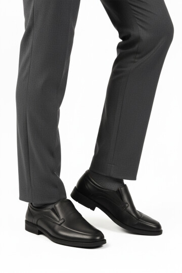 Black Laceless Leather Gel Sole Anatomic Mens Casual Shoes 301 M