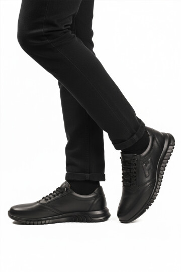 Black Lace-Up Leather Gel Sole Anatomic Mens Casual Shoes 315 M