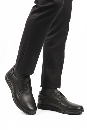 Black Genuine Leather Gel Sole Anatomic Mens Casual Shoes 473 M