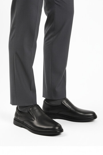 Black Genuine Leather Mens Casual Shoes DSN 2026 M