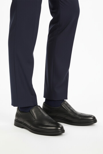 Black Genuine Leather Mens Casual Shoes DSN 2031 M