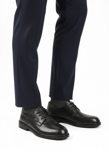 Black Genuine Leather Mens Casual Shoes DSN 2037 M