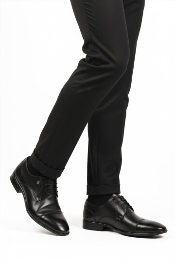 Siyah Hakiki Deri Erkek Klasik Ayakkabı 2807 M