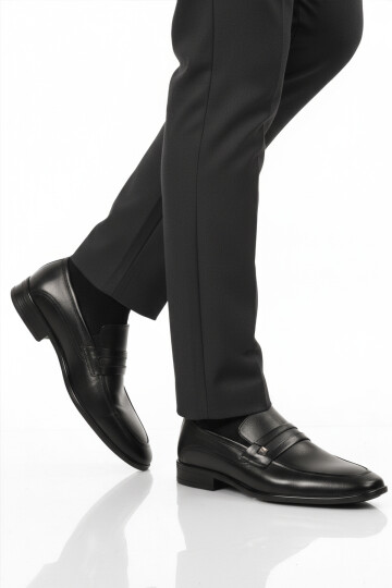 Siyah Hakiki Deri Erkek Klasik Ayakkabı 2818 M