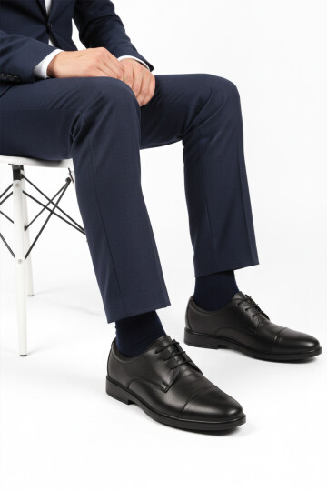 Black Lace-Up Genuine Leather Gel Sole Anatomic Mens Classic Shoes 425 M