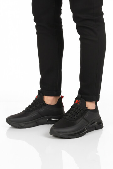 حذاء رياضي رجالي خفيف الوزن ومرن برباط باللون الأسود والأحمر، مقاس 836 م