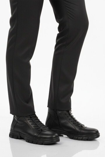 Siyah İçi Polarlı Kaymaz Fermuarlı Erkek Bot 660 M