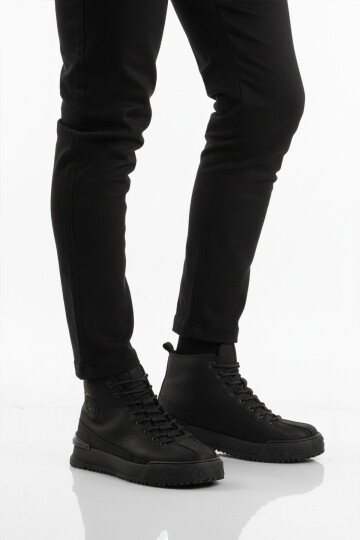 Siyah Nubuk Hakiki Deri Kaymaz Erkek Bot 260014 M