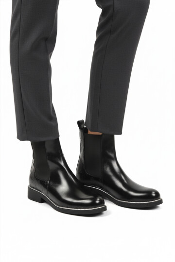 Black Furry Non-Slip Easy-To-Wear Elastic Womens Boots PC-55086 Z