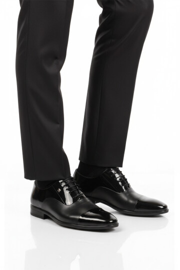 Siyah Rugan Hakiki Deri Erkek Klasik Ayakkabı 2805 M