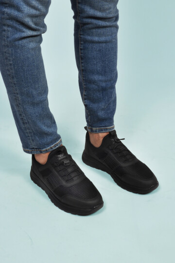 Black Lightweight Flexible Lock Lace-Up Mens Sneakers Nans 6006 M