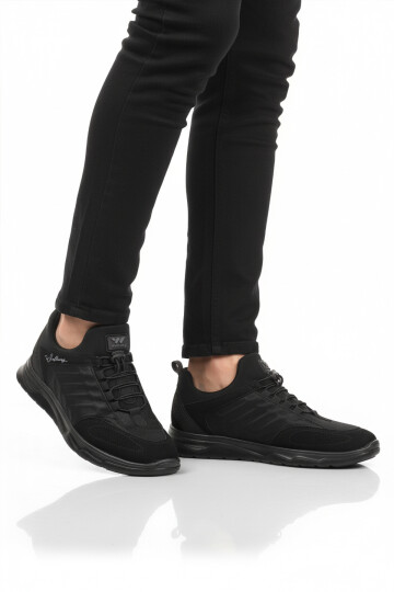 Siyah Elastik Bağcıklı Hafif Esnek Erkek Spor Ayakkabı Dong 2534 M