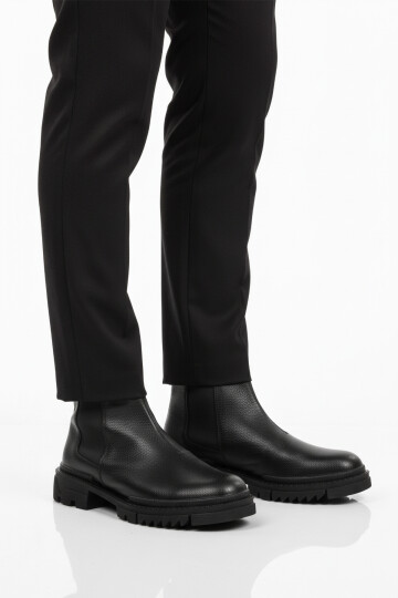 Siyah İçi Polarlı Kaymaz Soğuğa Dirençli Erkek Chelsea Bot 748 M