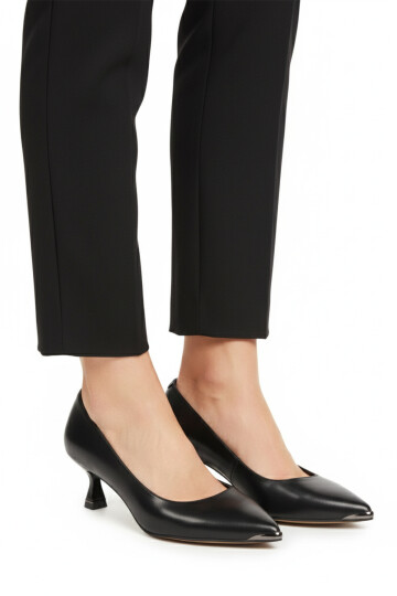 Black Thin Short Heeled Womens Evening Shoes 357171 Z