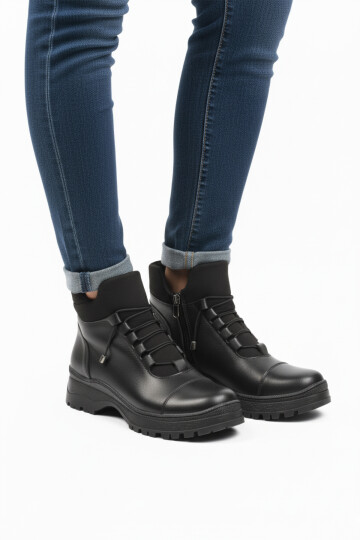 Black Polar Fleece Inside Cold Resistant Non-Slip Sole Womens Boots 112 Z