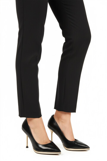 Siyah İnce Uzun Topuklu Kadın Abiye Ayakkabı 448205 Z