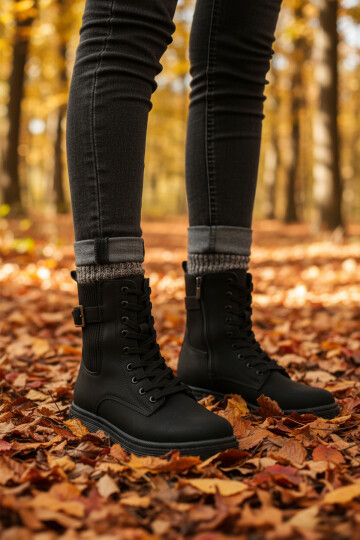 Black Emerald Polar Fleece Non-Slip Sole Womens Boots 24030 Z