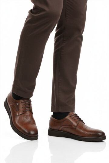 Taba Hakiki Deri Bağcıklı Erkek Klasik Ayakkabı 3264 M