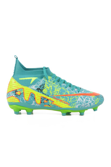 Turquoise Yellow Socked Mens Football Cleats Air 600 M