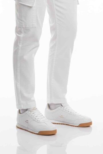 Beyaz Bağcıklı Kaymaz Taban Erkek Sneaker Band M